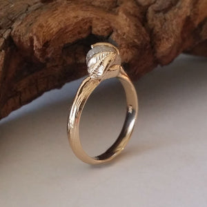 Twig Engagement Ring, Raw Uncut Rough Diamond Engagement Ring, Made to Order Leaf Engagement Ring or Promise Ring in Gold by Dawn Vertrees