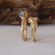 Twig and Leaf Engagement Ring, 14K Yellow Gold Raw Uncut White or Black Diamond Bridal Set, Twig Ring Guard  by Dawn Vertrees