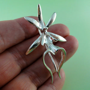 Ghost Orchid Pendant, Sterling Silver Ghost Orchid Pendant, Silver Orchid, Orchid Jewelry, Nature Jewelry