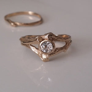 Twig Engagement Ring, 14K, 18k, Diamond Ring, Unique Engagement Ring, Moissanite Wedding Ring Set, Branch Anniversary Ring, Promise ring