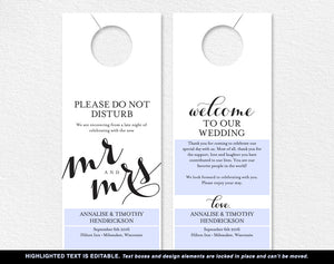 Wedding Door Hanger, Please Do Not Disturb Door Hanger, Door Hanger Printable, Wedding Favor, Wedding Printable, Instant Download #BPB133_11