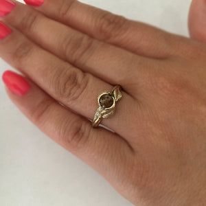 Gold Wedding Ring, Leaf and Twig Engagement Ring, Rose Cut Diamond Engagement Ring, Made to Order Leaf Engagement Ring in Gold by Dawn