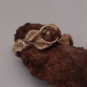 Rose Cut Diamond, Leaf and Twig Engagement Ring, Rose Cut Diamond Engagement Ring, Made to Order Leaf Engagement Ring by Dawn Vertrees