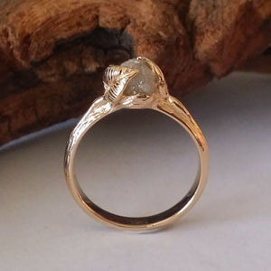 Twig Engagement Ring, Raw Uncut Rough Diamond Engagement Ring, Made to Order Leaf Engagement Ring or Promise Ring in Gold by Dawn Vertrees