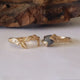Twig and Leaf Engagement Ring, 14K Yellow Gold Raw Uncut White or Black Diamond Bridal Set, Twig Ring Guard  by Dawn Vertrees