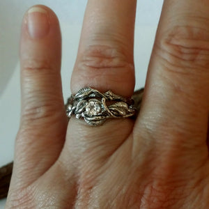 RESERVED LISTING: Sterling Silver Leaf, Twig and Vine Ring, Solitaire Only