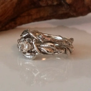 RESERVED LISTING: Sterling Silver Leaf, Twig and Vine Ring, Solitaire Only