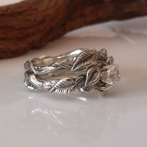 RESERVED LISTING: Sterling Silver Leaf, Twig and Vine Ring, Solitaire Only