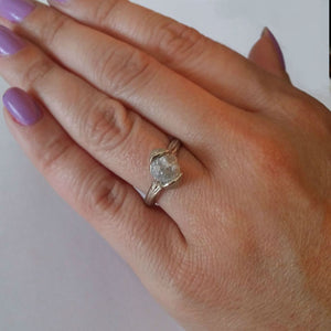 Twig Engagement Ring, Raw Uncut Rough Diamond Engagement Ring, Leaf Engagement Ring or Promise Ring in Gold by Dawn Vertrees