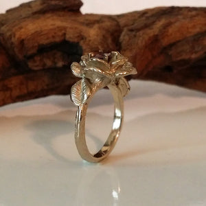 Rose Engagement Ring, Gold, Flower Engagement Ring, Sapphire, Diamond Engagement Ring, Hand Sculpted Engagement Ring by Dawn Vertrees